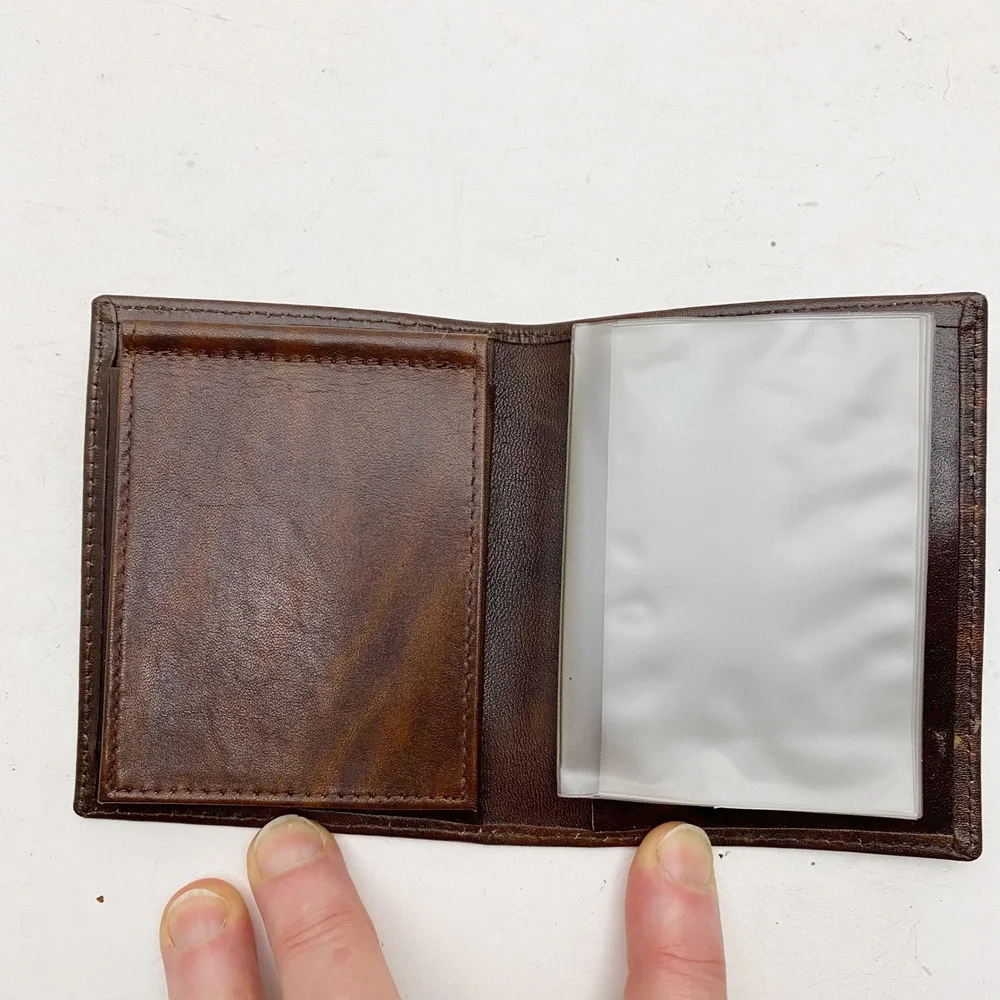 Don Loper Beverly Hills‎ Leather Vertical Bifold ID Window Wallet Mens OS Brown